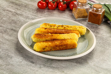 Crispy breaded mozarella cheese sticks