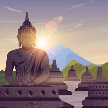 Illustration of Burobudur temple