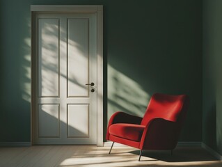 Modern Living Room with Red Armchair