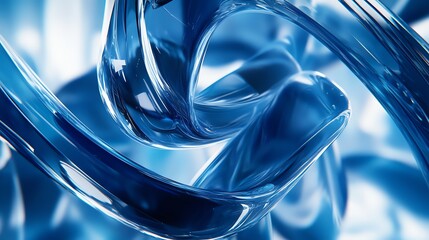 Abstract swirling blue glass.