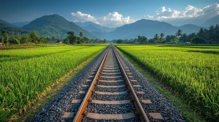 Majestic Railway Track Through Green Countryside