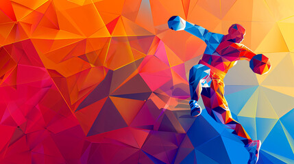 A sports poster banner featuring a box. The abstract background with colorful patterns enhances the dynamic design.