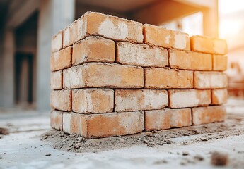 Newly Constructed Brick Wall Section Under Construction
