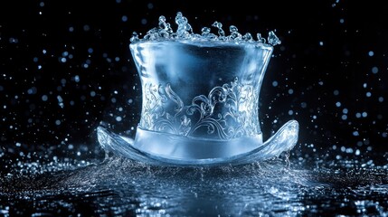 Water Splashing on a Top Hat: A Stunning Blue Symphony