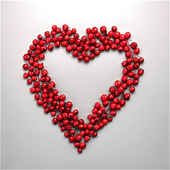 Obraz premium Lingonberries bright red small and round gently placed in a heart shape with soft highlights