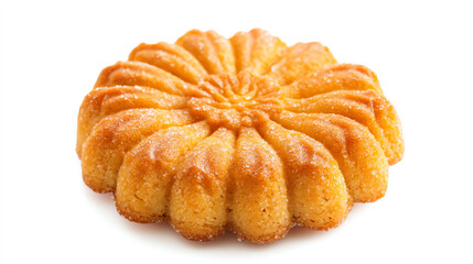 Traditional flower-shaped butter cookie on white background
