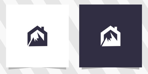 home with mountain logo design