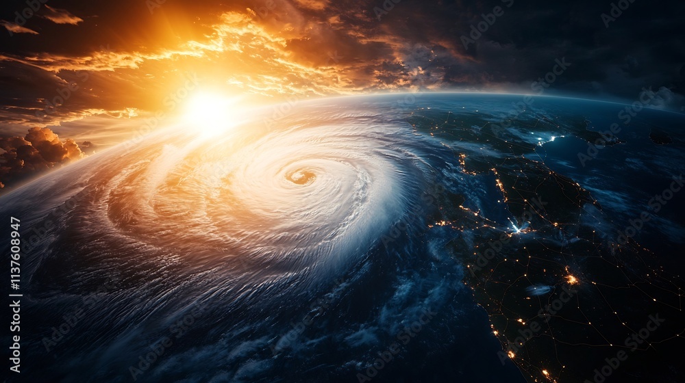 Poster cyclone trajectory map with virtual twin storm intensity forecasting high tech weather data visualiz