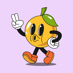 orange character mascot vintage illustration