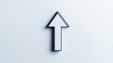 White arrow icon on light gray background with copy space
