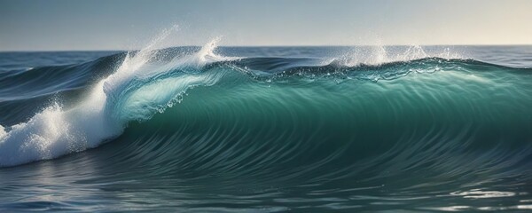 Peaceful scene of water wave gently breaking with bubbles, water wave, peaceful
