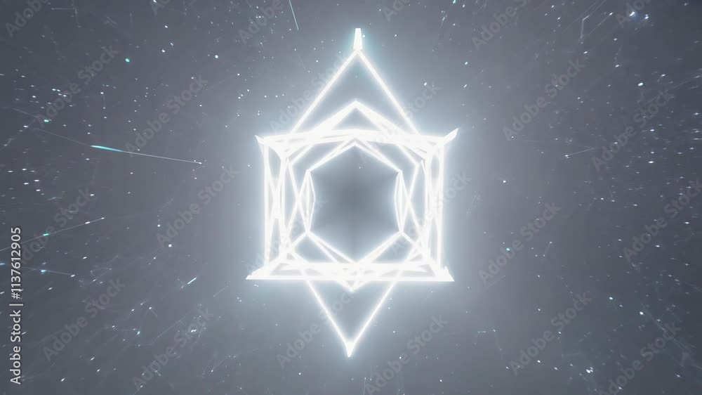 Poster Visual exploration of geometric patterns in a cosmic environment showcasing light and movement