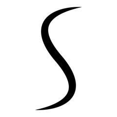 Curved wavy line shape letter S, abstract swirl letter S