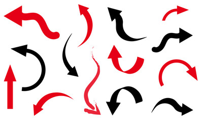 Black and red  arrow icon sets. Vector arrow illustration	