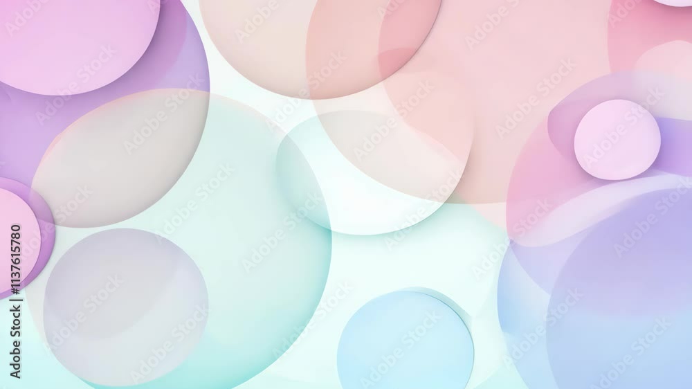 Poster colorful abstract design featuring overlapping bubbles and soft pastel shades in a modern artistic c