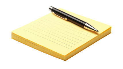 Bright Yellow Sticky Note Pad with Pen for Effective Note Taking and Organization, Perfect for Office or Home Use.
