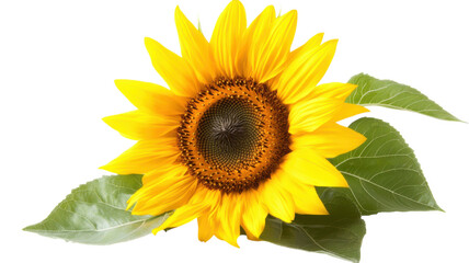 Obraz premium A Bright Yellow Sunflower in Full Bloom Perfect for Nature Illustrations, Gardening Blogs, and Cheerful Decor.