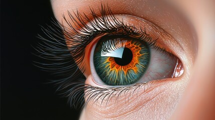 Fototapeta premium A striking gray eye, emphasizing the contrast between the dark pupil and the lighter iris, with delicate blood vessels adding intricate details.