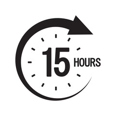 15 hours icon. Fifteen hours focus. Circular countdown clock. Time tracking vector.