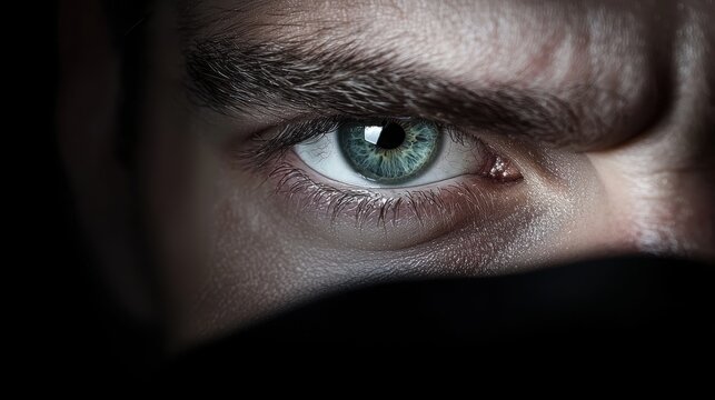 Eyes narrowed in suspicion and mistrust, radiating skepticism, doubt, and a sense of unease or distrust in a situation.