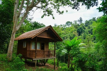 Tranquil Eco-Friendly Cabin Nestled in Lush Forest for Nature Retreats