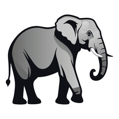 A graceful elephant silhouette, defined by its iconic trunk, large ears, and sturdy build, representing wisdom, strength, and majesty