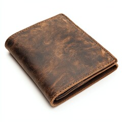 A classic brown leather wallet with a rustic finish, showcasing its durability and timeless design.