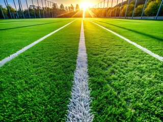 Obraz premium Artificial Turf Field Lines, Sports Field Boundary Markings, Soccer Field Lines, Athletic Field 