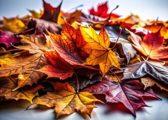 Autumn Leaves Closeup, Black and White, Fall Foliage, Nature Photography, Monochrome 