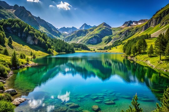 Payolle Mountain Lake Pyrenees France Hiking Nature Scenery Landscape Photo