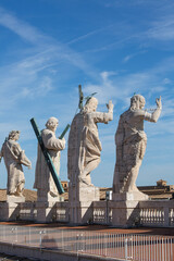 Figure of Jesus and apastols on the top of the facade of Saint Peter's Basilica, Vatican, Rome, Italy