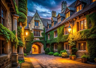 Fototapeta premium Pembroke College Cambridge Urban Exploration Photography: Dark Academia Gothic Architecture