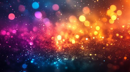 Colorful glittering abstract bokeh lights with vibrant glow