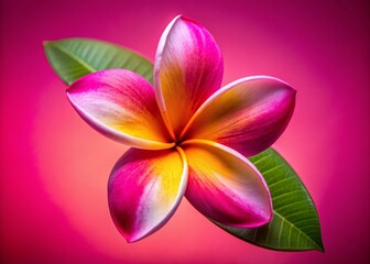 Fototapeta premium Beautiful Kamboja Flower Isolated on Pink - Stunning Floral Image