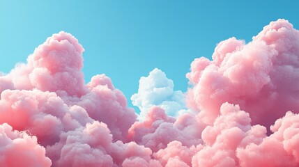 Fototapeta premium Pink and blue clouds hovering above a glowing pastel sky