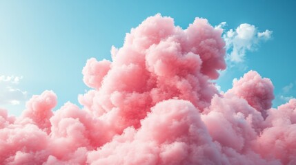 Pink fluffy clouds in a clear blue sky