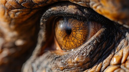 Close-up of a fierce animal eye with intense focus