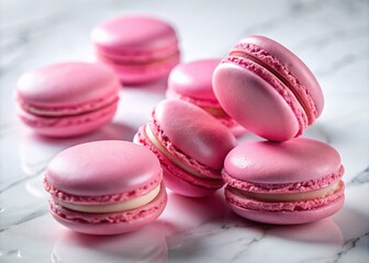 Pink Pearl Dessert Photography: Stunning Close-up of Elegant Pink Macarons & Pastry