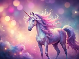 Pink Purple Unicorn Spirit, Mythical Creature, Fantasy Horse, Magical Beast, Rainbow Mane, Celestial Being, Dreamlike Artwork