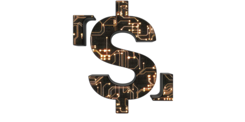 Dollar Sign Circuit Board: Digital Currency and Finance Concept