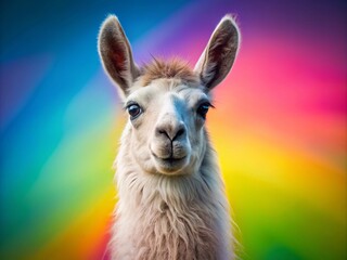 Obraz premium Playful Llama Portrait: Colorful Gradient Background, Whimsical Animal Art