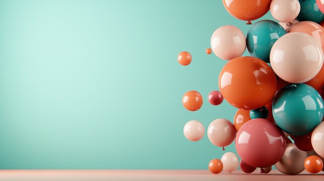 Vibrant balloon display studio setting digital art colorful background close-up celebration and joy of balloons