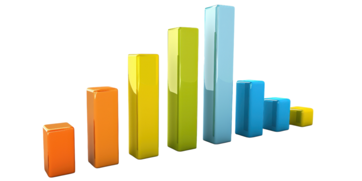 Colorful 3D Bar Graph: Business Growth and Financial Report Visualization