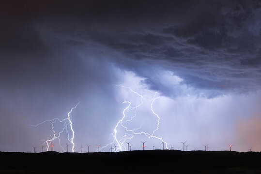 Spain,Burgos Province, Briviesca, thunderstorm