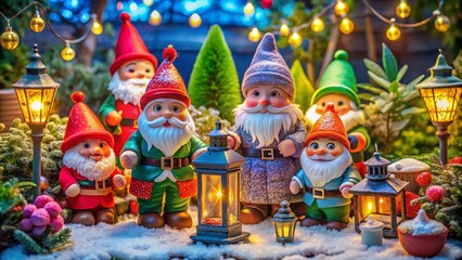 Festive Gnome Yard Decorations - Cartoon Christmas Dwarves