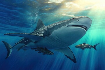 Fototapeta premium Whale Shark with Remoras