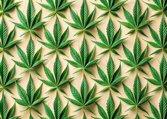 Obraz premium Geometric Cannabis Leaves, Modern Botanical Design