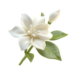 Fototapeta premium 3D Beautiful Arabian Jasmine flower cartoon style, isolated on a transparent background