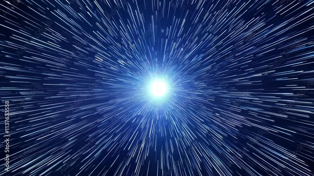 Poster exploring the wonders of space travel with stunning light speed effects and cosmic visuals