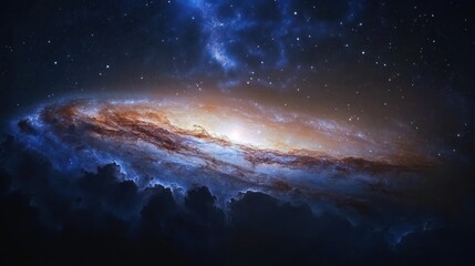 Fototapeta premium Spiral galaxy in deep space with stars and nebulae.